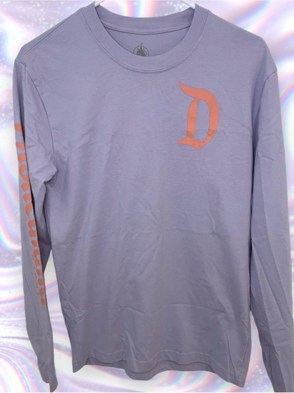 Disney Lilac Long-Sleeve Tee with Coral 'D' Graphic